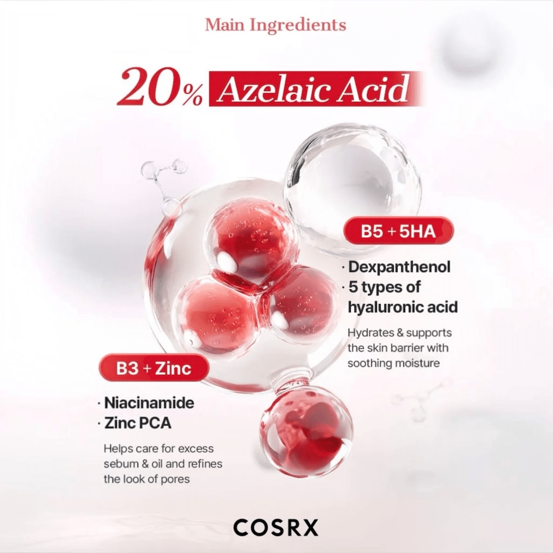 Cosrx Azelaic Acid 20 B5 Redness Soothing Cream 30ml كريم كوسركس بحمض الأزيليك 20% وفيتامين B5 لتهدئة الاحمرار - Princess Cosmetics Qatar
