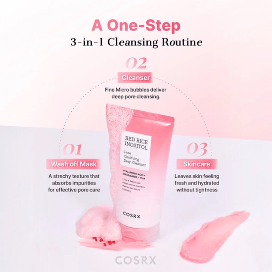 Cosrx Red Rice Inositol Pore Clarifying Deep Cleanser 150ml غسول كوسركس لتنظيف المسام بعمق مع إينوزيتول الأرز الأحمر - Princess Cosmetics Qatar