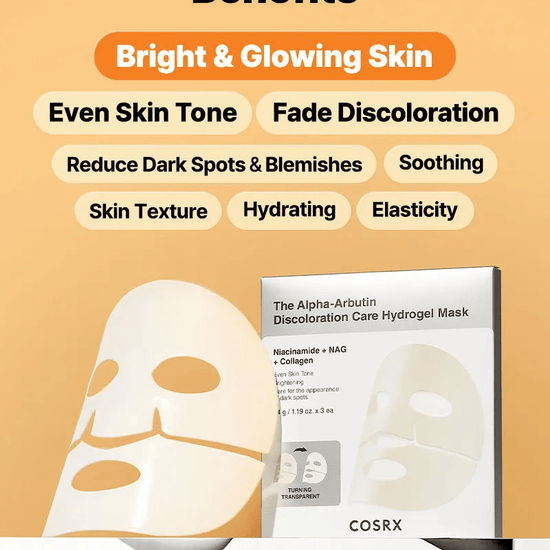 Cosrx The Alpha - Arbutin Discoloration Care Hydrogel Mask (1 Sheet) قناع هيدروجيل للعناية بتغير لون البشرة من كوسركس، ألفا أربوتين - Princess Cosmetics Qatar
