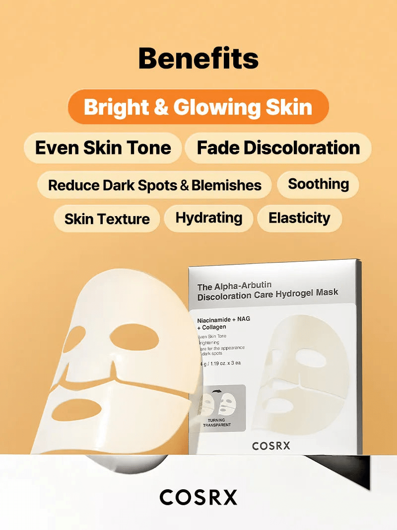 Cosrx The Alpha - Arbutin Discoloration Care Hydrogel Mask (1 Sheet) قناع هيدروجيل للعناية بتغير لون البشرة من كوسركس، ألفا أربوتين - Princess Cosmetics Qatar