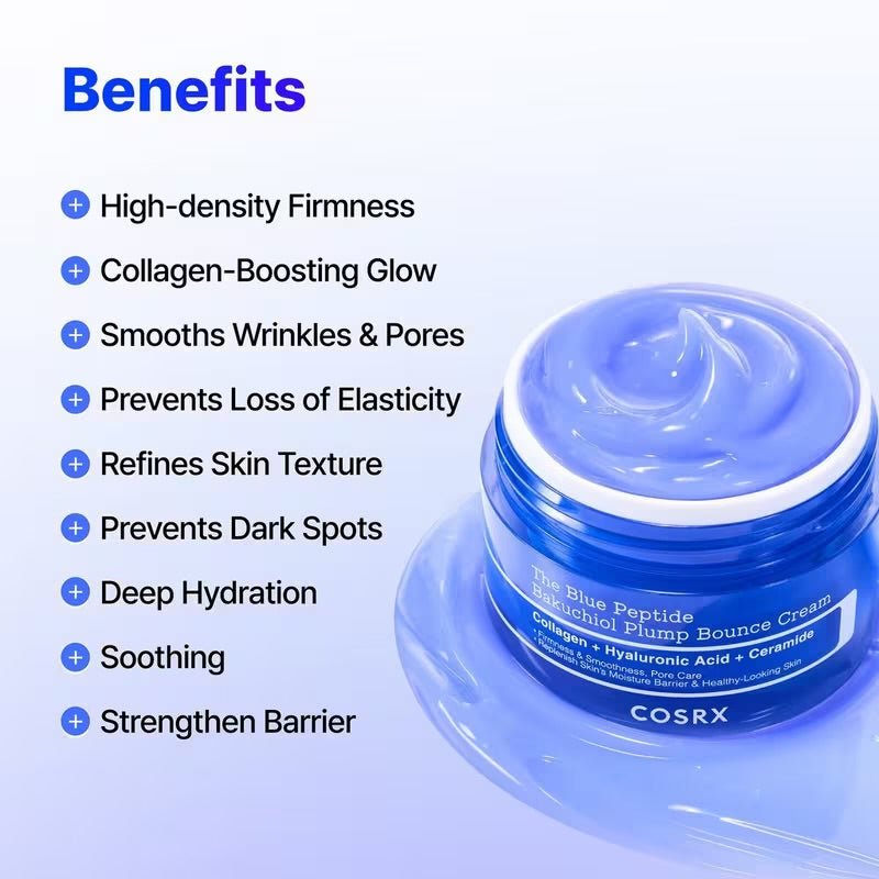 Cosrx The Blue Peptide Bakuchiol Plump Bounce Cream 50ml كريم كوسركس الأزرق ببتيد باكوشيول لنفخ البشرة - Princess Cosmetics Qatar