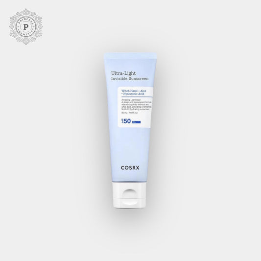 Cosrx Ultra - Light Invisible Sunscreen SPF50 PA++++ 50ml. كريم الوقاية من الشمس خفيف الوزن غير مرئي من كوسركس بعامل حماية من الشمس 50 PA++++ 50 مل - Princess Cosmetics Qatar