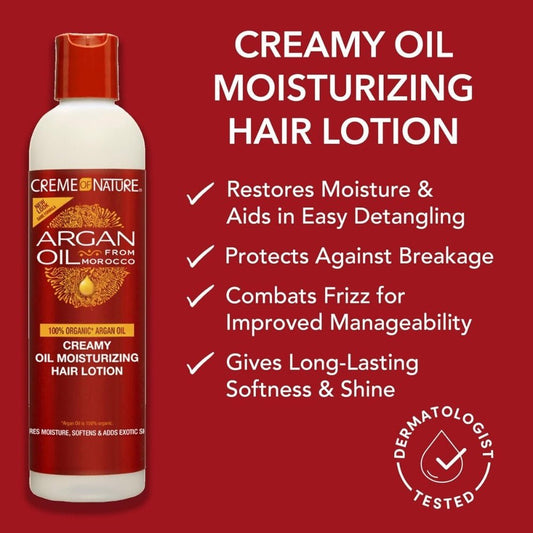 Creme of Nature Argan Oil Creamy Oil Moisturizing Hair Lotion 250ml كريم أوف نيتشر لوشن مرطب للشعر بزيت الأرغان بقوام كريمي - Princess Cosmetics Qatar