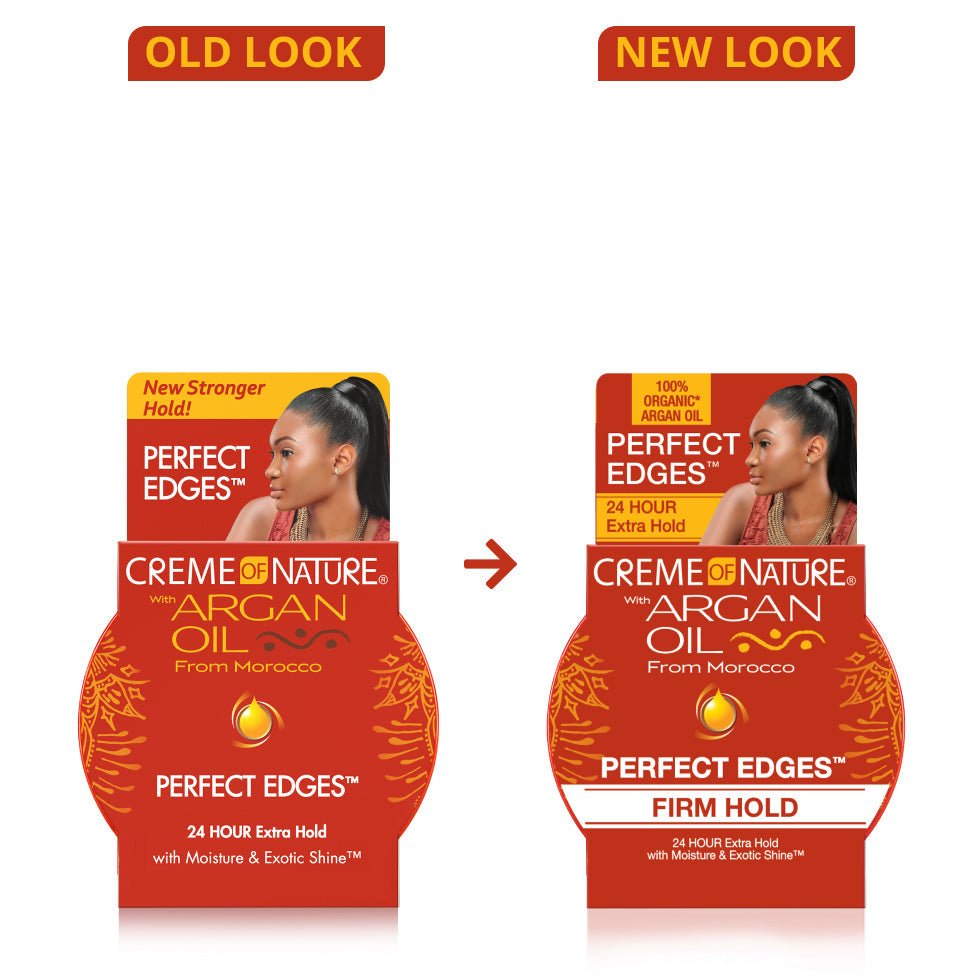 Creme of Nature Argan Oil Perfect Edges Firm Hold Gel 2.25oz كريم أوف نيتشر جل الأرغان لتثبيت حواف الشعر بثبات قوي - Princess Cosmetics Qatar