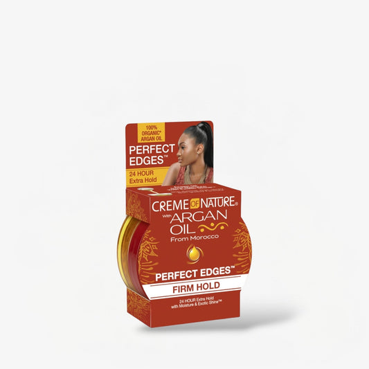 Creme of Nature Argan Oil Perfect Edges Firm Hold Gel 2.25oz كريم أوف نيتشر جل الأرغان لتثبيت حواف الشعر بثبات قوي - Princess Cosmetics Qatar