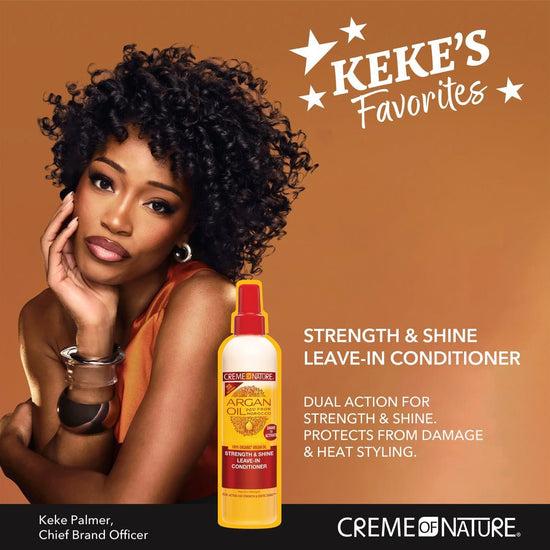 Creme of Nature Argan Oil Strength & Shine Leave-In Conditioner 250ml كريم أوف نيتشر بلسم يُترك على الشعر بزيت الأرجان لتقوية ولمعان الشعر - Princess Cosmetics Qatar