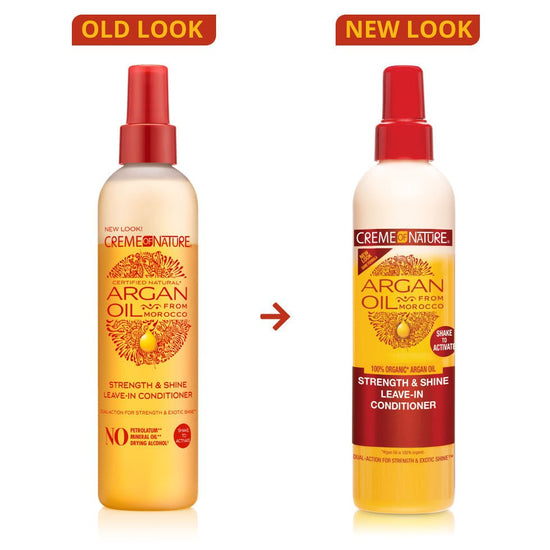 Creme of Nature Argan Oil Strength & Shine Leave-In Conditioner 250ml كريم أوف نيتشر بلسم يُترك على الشعر بزيت الأرجان لتقوية ولمعان الشعر - Princess Cosmetics Qatar