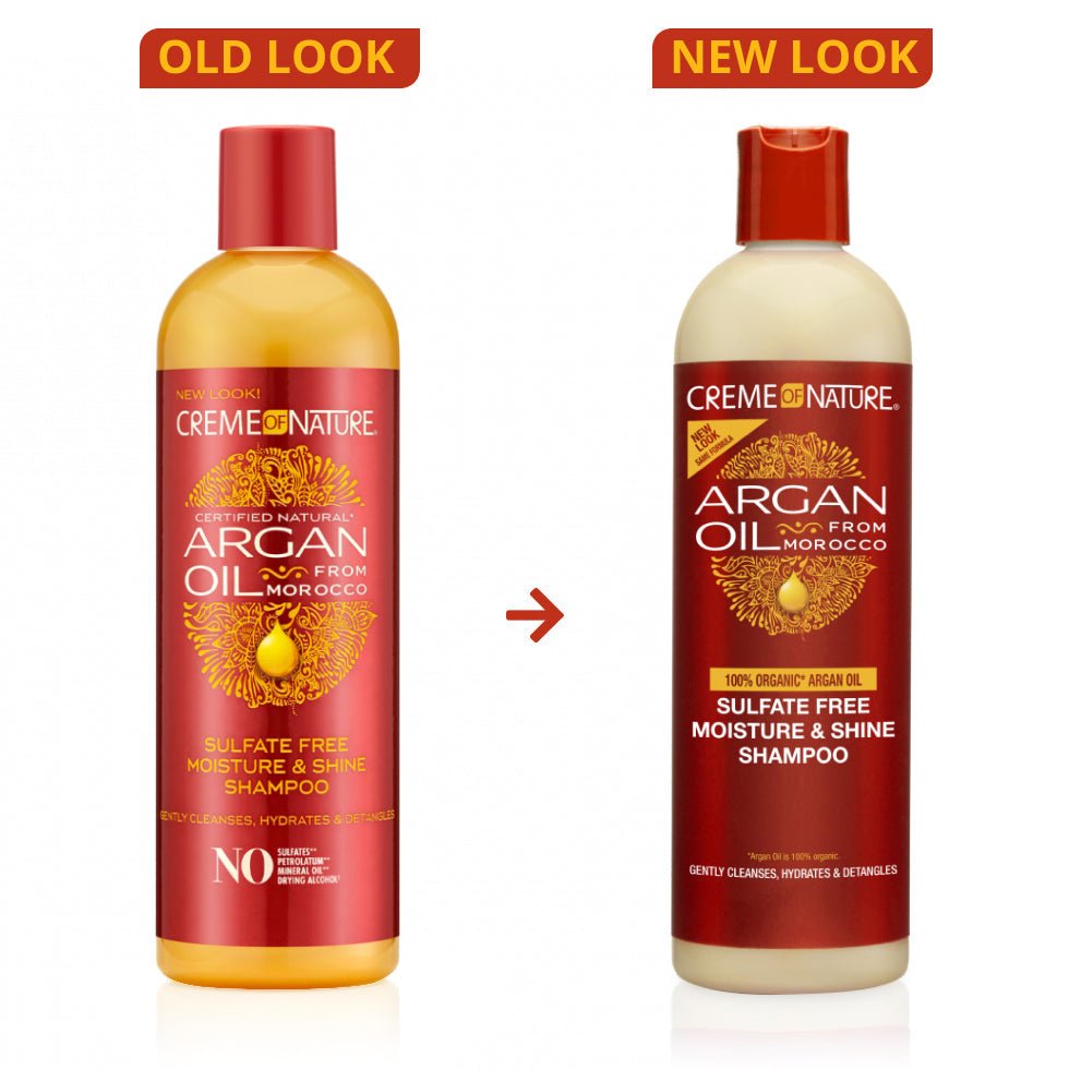 Creme of Nature Argan Oil Sulphate Free Moisture & Shine Shampoo 354ml شامبو كريم أوف ناتشر بزيت الأرغان الخالي من الكبريتات، مرطب ومنعم للشعر - Princess Cosmetics Qatar