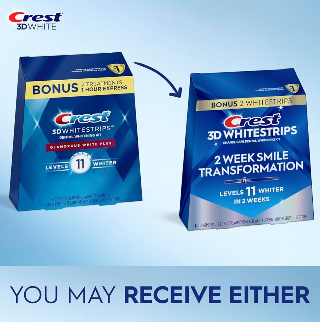 Crest 3D Whitestrips Level 11 Whitening Kit (32 Strips) مجموعة تبييض الأسنان شرائط كريست ثلاثية الأبعاد لتبييض الأسنان المستوى 11 - Princess Cosmetics Qatar