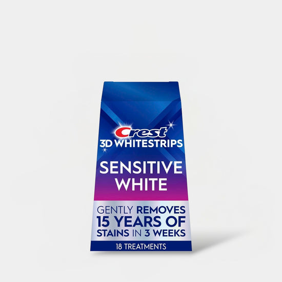 Crest 3D Whitestrips Sensitive Teeth Whitening Kit (18 Treatments,36 Strips) مجموعة تبييض الأسنان الحساسة من كريست 3D وايت ستريبس - Princess Cosmetics Qatar