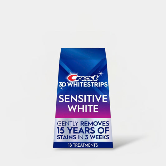 Crest 3D Whitestrips Sensitive Teeth Whitening Kit (18 Treatments,36 Strips) مجموعة تبييض الأسنان الحساسة من كريست 3D وايت ستريبس - Princess Cosmetics Qatar