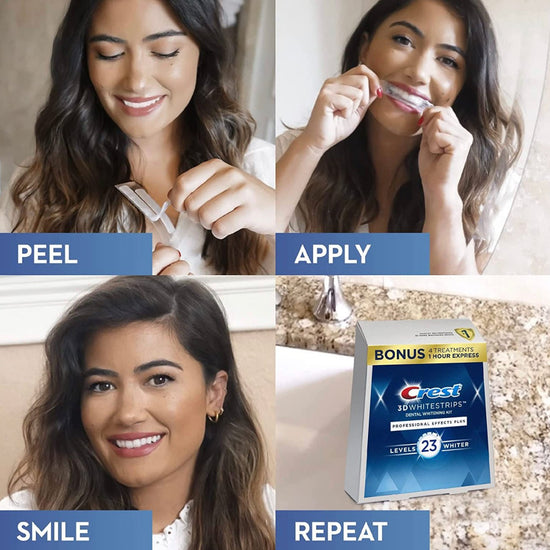 Crest Level 23 3D Whitestrips Dental Whitening Kit (48 Strips). كريست لڢل 23 مجموعة تبييض الأسنان ثلاثية الأبعاد (48 شريط) - Princess Cosmetics Qatar