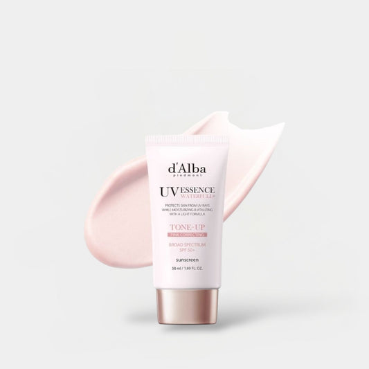 d’Alba UV Essence Waterfull Pink Correcting Tone - Up Sunscreen 50ml واقي الشمس من دا ألبا يو في إيسنس ووترفول بينك لتصحيح لون البشرة - Princess Cosmetics Qatar