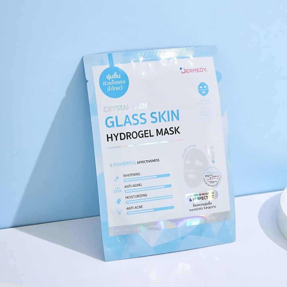 Dermedy Crystal Glow Glass Skin Hydrogel Mask (1 Sheet) قناع ديرميدي كريستال جلو للبشرة الزجاجية الهيدروجيلية - Princess Cosmetics Qatar