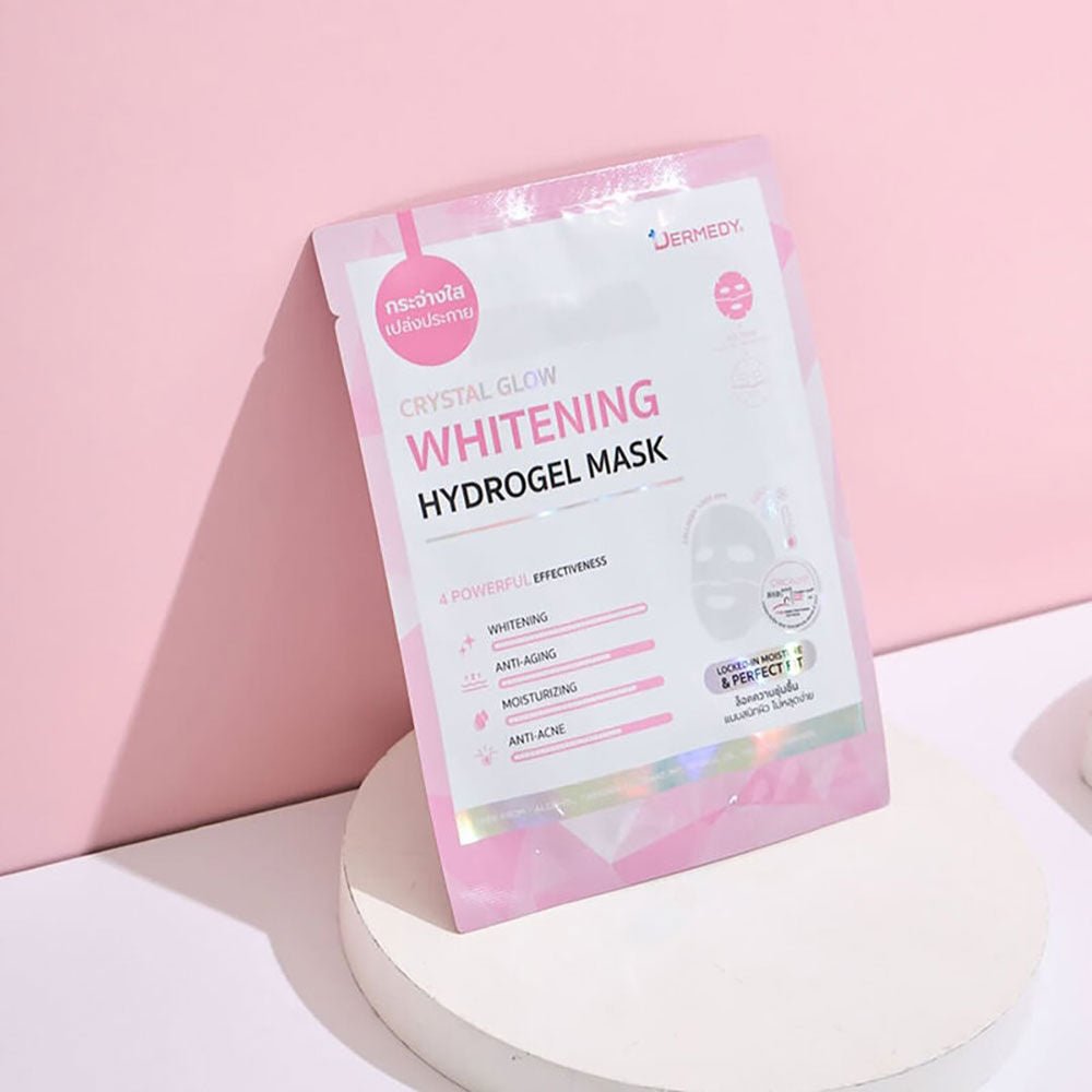 Dermedy Crystal Glow Whitening Hydrogel Mask (1 Sheet) قناع ديرميدي كريستال جلو لتفتيح البشرة بتقنية الهيدروجيل - Princess Cosmetics Qatar