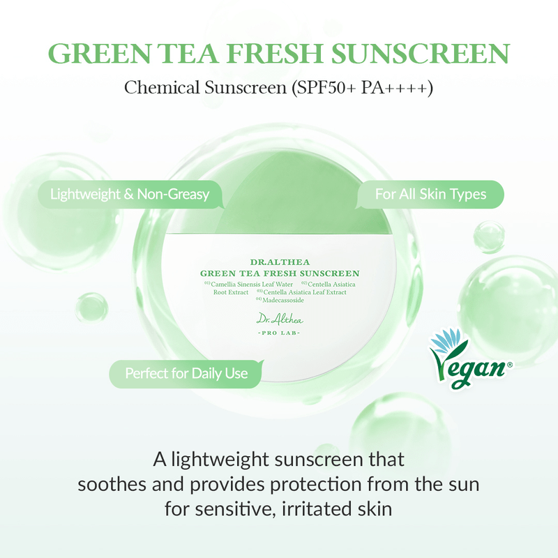 Dr. Althea Green Tea Fresh Sunscreen 45ml واقي الشمس المنعش بالشاي الأخضر من دكتور ألثيا - Princess Cosmetics Qatar