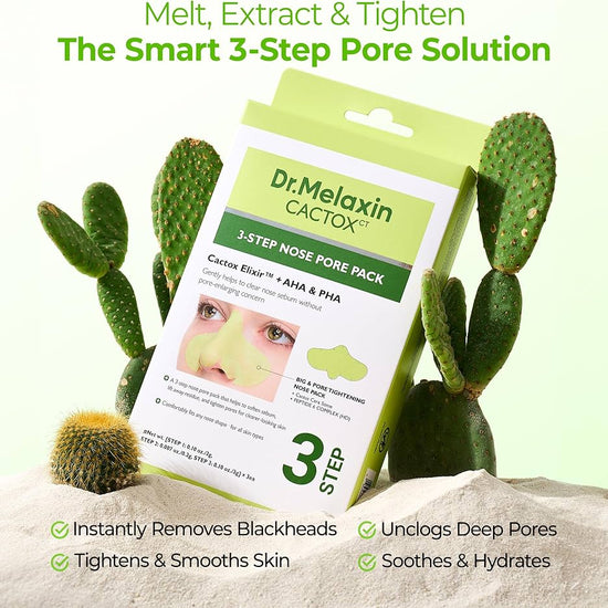 Dr. Melaxin Cactox 3 - Step Nose Pore Pack Set (3pcs) مجموعة دكتور ميلاكسين كاكتوكس لتنظيف مسام الأنف بثلاث خطوات - Princess Cosmetics Qatar