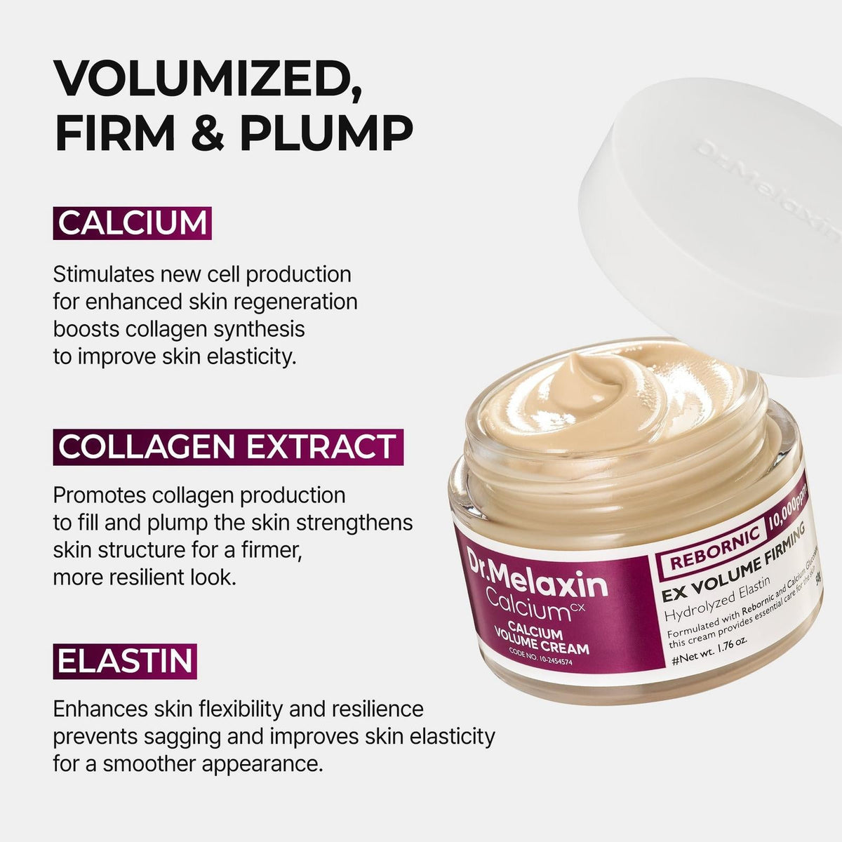 Dr. Melaxin Calcium Volume Cream 50g دكتور ميلاكسين كريم الكالسيوم لزيادة حجم البشرة - Princess Cosmetics Qatar