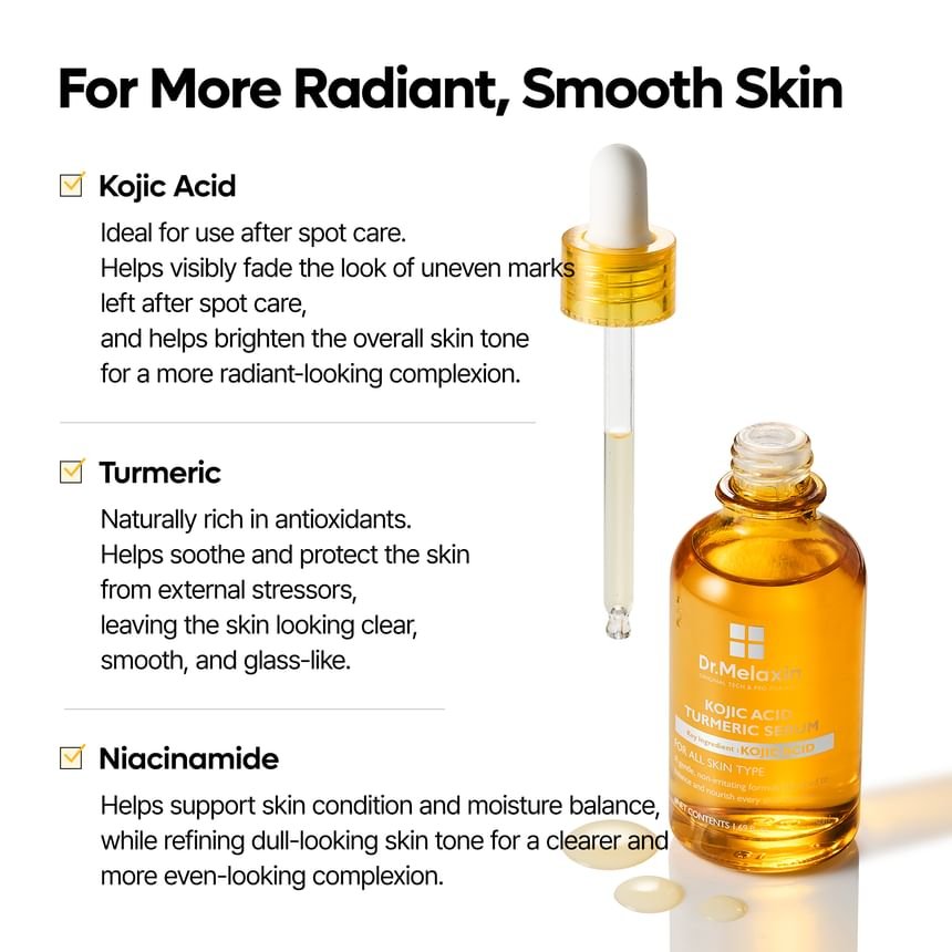 Dr. Melaxin Kojic Acid Turmeric Serum 50ml د. ميلاكسين سيروم حمض الكوجيك والكركم - Princess Cosmetics Qatar