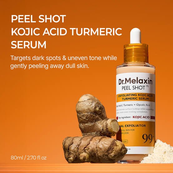 Dr. Melaxin Peel Shot Exfoliating Kojic Acid Turmeric Serum 80ml سيروم دكتور ميلاكسين بيل شوت المقشر بحمض الكوجيك والكركم - Princess Cosmetics Qatar