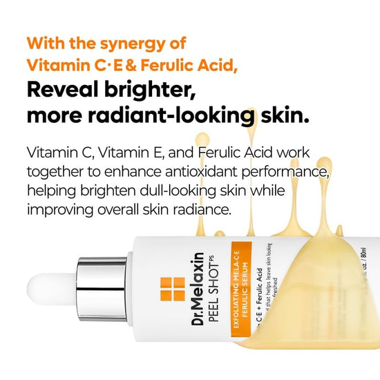 Dr. Melaxin Peel Shot Exfoliating Mela-CE Ferulic Serum 80ml د. ميلاكسين سيروم بيل شوت المقشر ميلا-سي إي بحمض الفيروليك - Princess Cosmetics Qatar