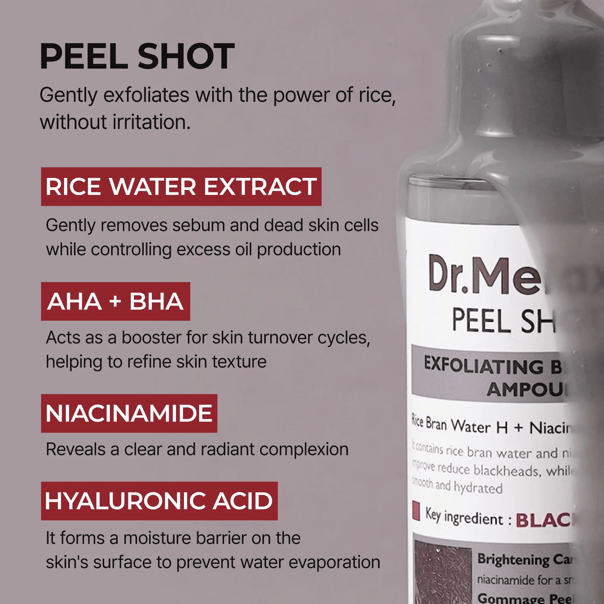 Dr. Melaxin Peel Shot Exfoliating Rice Ampoule 80ml أمبولة الأرز المقشرة من دكتور ميلاكسين - Princess Cosmetics Qatar