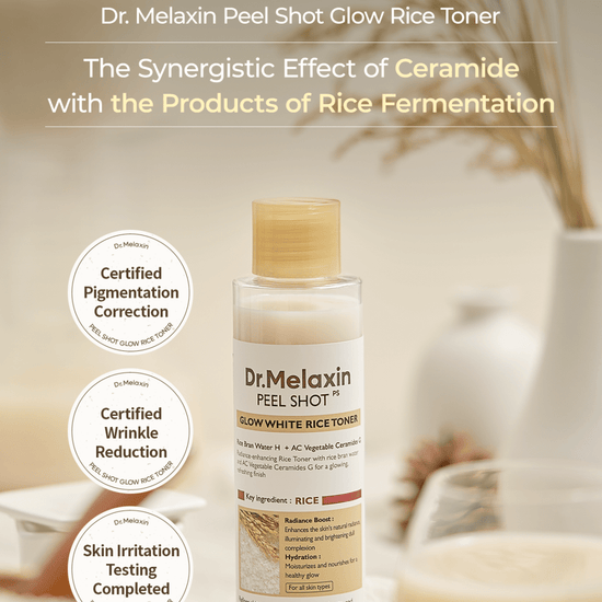 Dr. Melaxin Peel Shot Glow White Rice Toner 200ml تونر الأرز الأبيض المتوهج من دكتور ميلاكسين - Princess Cosmetics Qatar