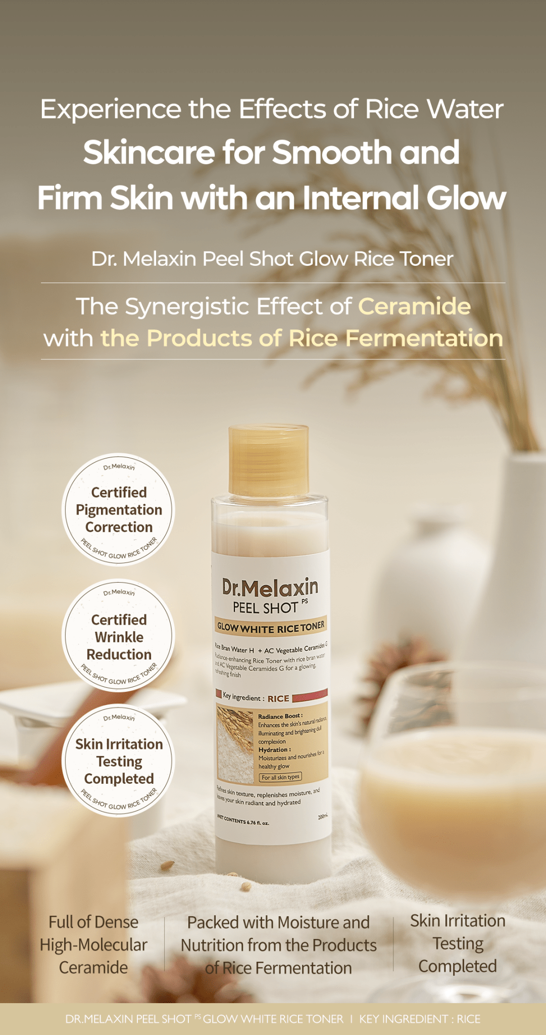 Dr. Melaxin Peel Shot Glow White Rice Toner 200ml تونر الأرز الأبيض المتوهج من دكتور ميلاكسين - Princess Cosmetics Qatar