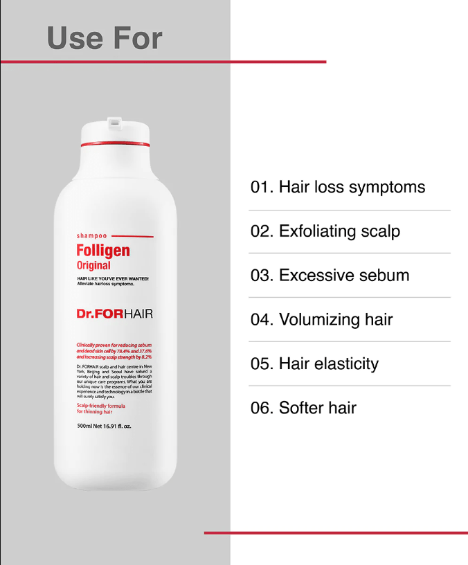 DR.FORHAIR Folligen Original Shampoo 500ml. د. فورهير فوليجن شامبو أصلي 500 مل - Princess Cosmetics Qatar