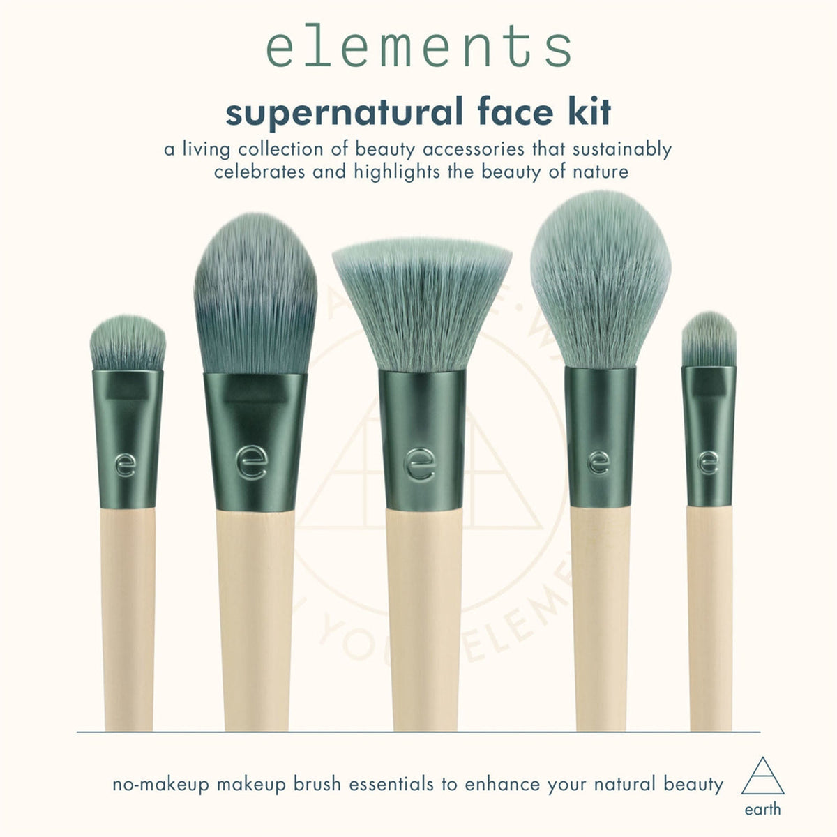 Eco Tools Elements Supernatural Face Brush Kit إيكو تولز إليمنتس – مجموعة فرش الوجه سوبر ناتشورال - Princess Cosmetics Qatar