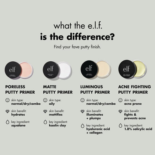 elf Cosmetics Luminous Putty Primer 21g برايمر معجون لامع من إلف كوزمتكس - Princess Cosmetics Qatar
