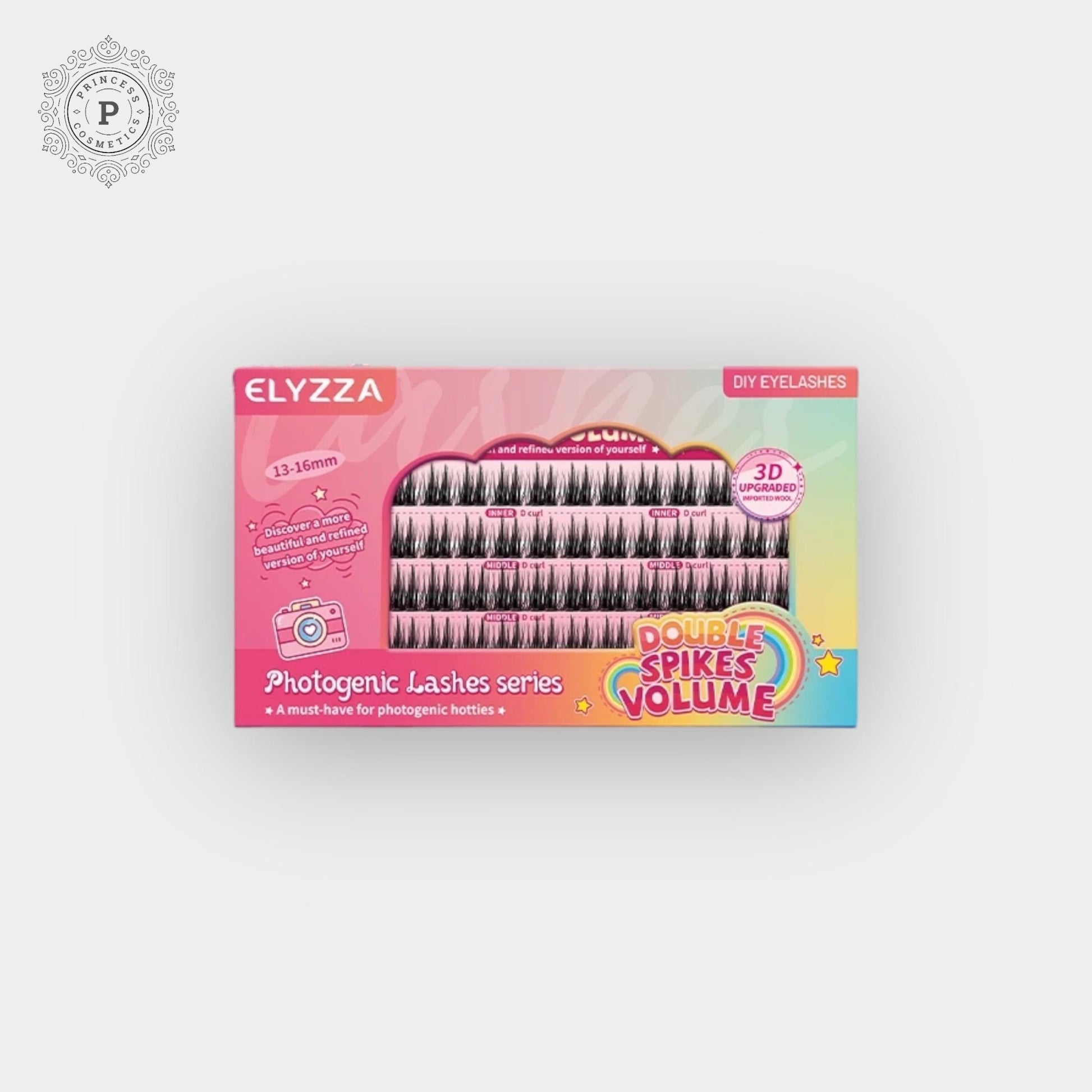 Elyzza 3D Effect Double Spikes Volume False Eyelashes. إليزا 3D تأثير مزدوج المسامير حجم الرموش الصناعية - Princess Cosmetics Qatar