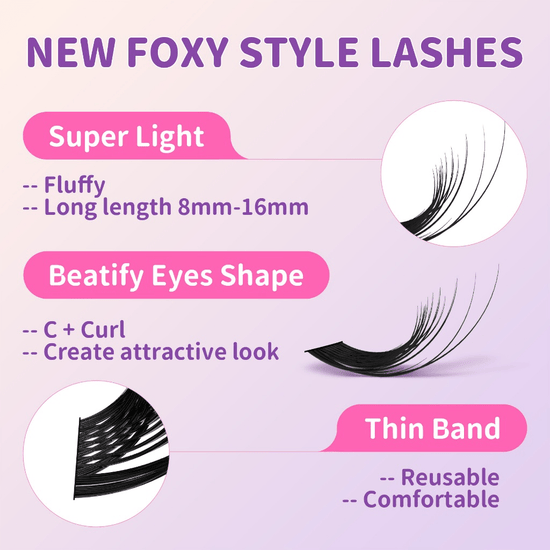 Elyzza Enjoy Foxy Eyes Charming False Eyelashes MINI (12 Clusters) إليزا استمتعي بعيون جذابة مع رموش صناعية صغيرة ساحرة - Princess Cosmetics Qatar