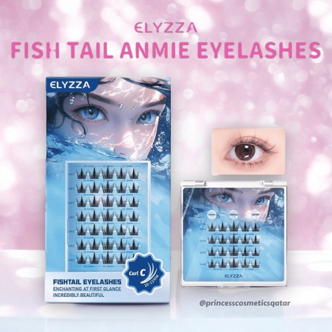 Elyzza Fish Tail Anime False Eyelashes. إليزا ذيل السمكة أنيمي الرموش الصناعية - Princess Cosmetics Qatar