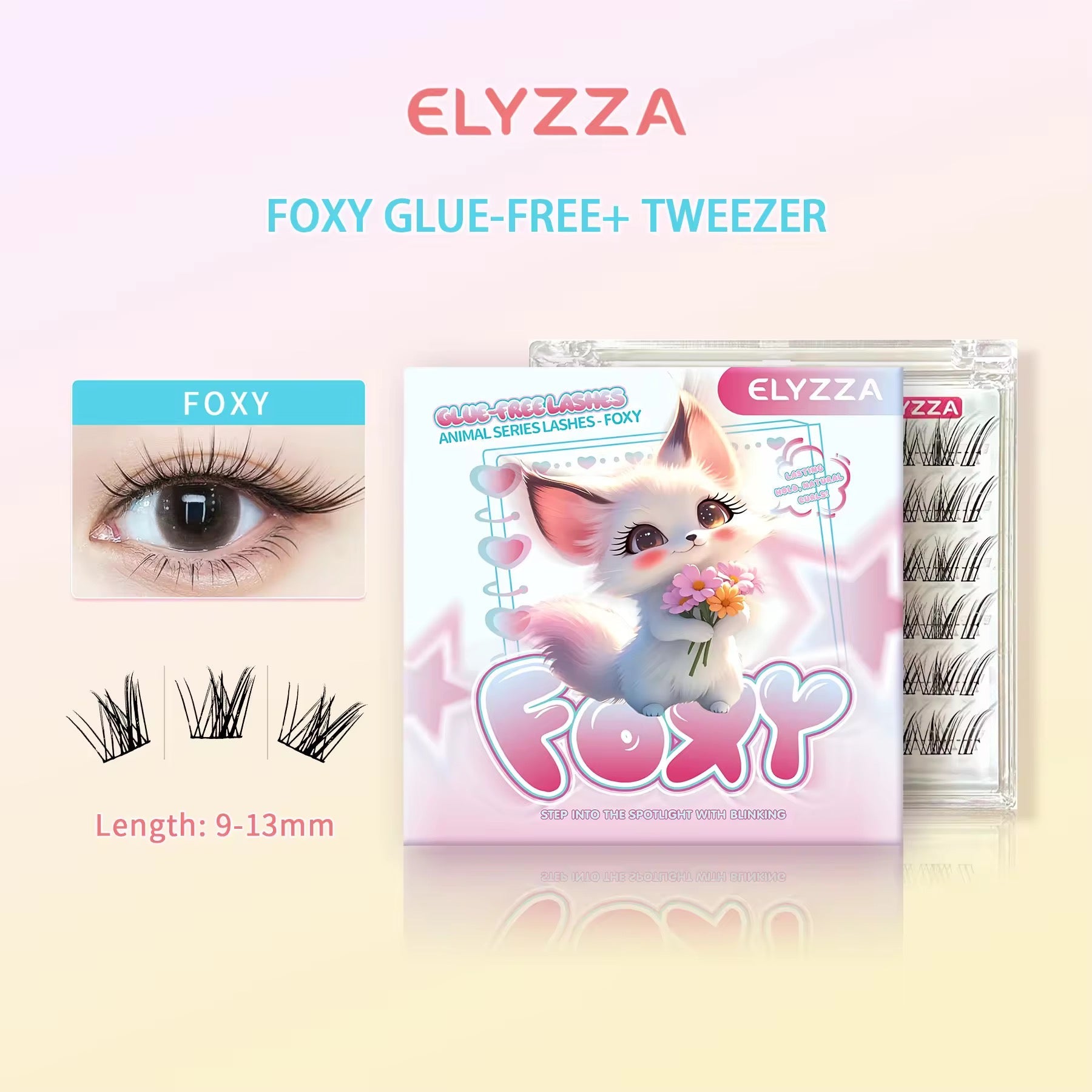 Elyzza Foxy Glue - Free False Eyelashes رموش إليزا فوكسي الصناعية الخالية من الغراء - Princess Cosmetics Qatar
