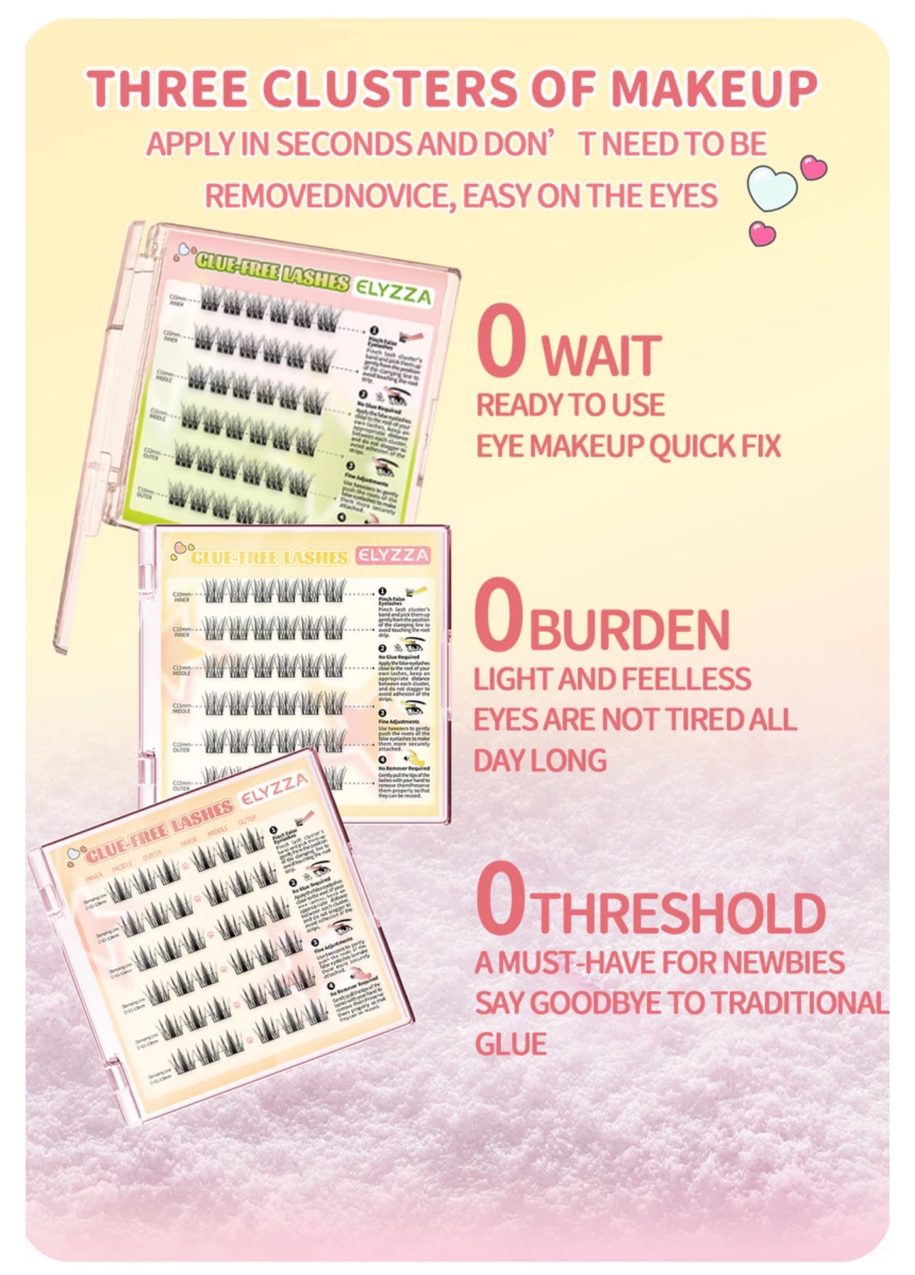 Elyzza Hamster Glue - Free False Eyelashes رموش صناعية خالية من الغراء من إليزا هامستر - Princess Cosmetics Qatar
