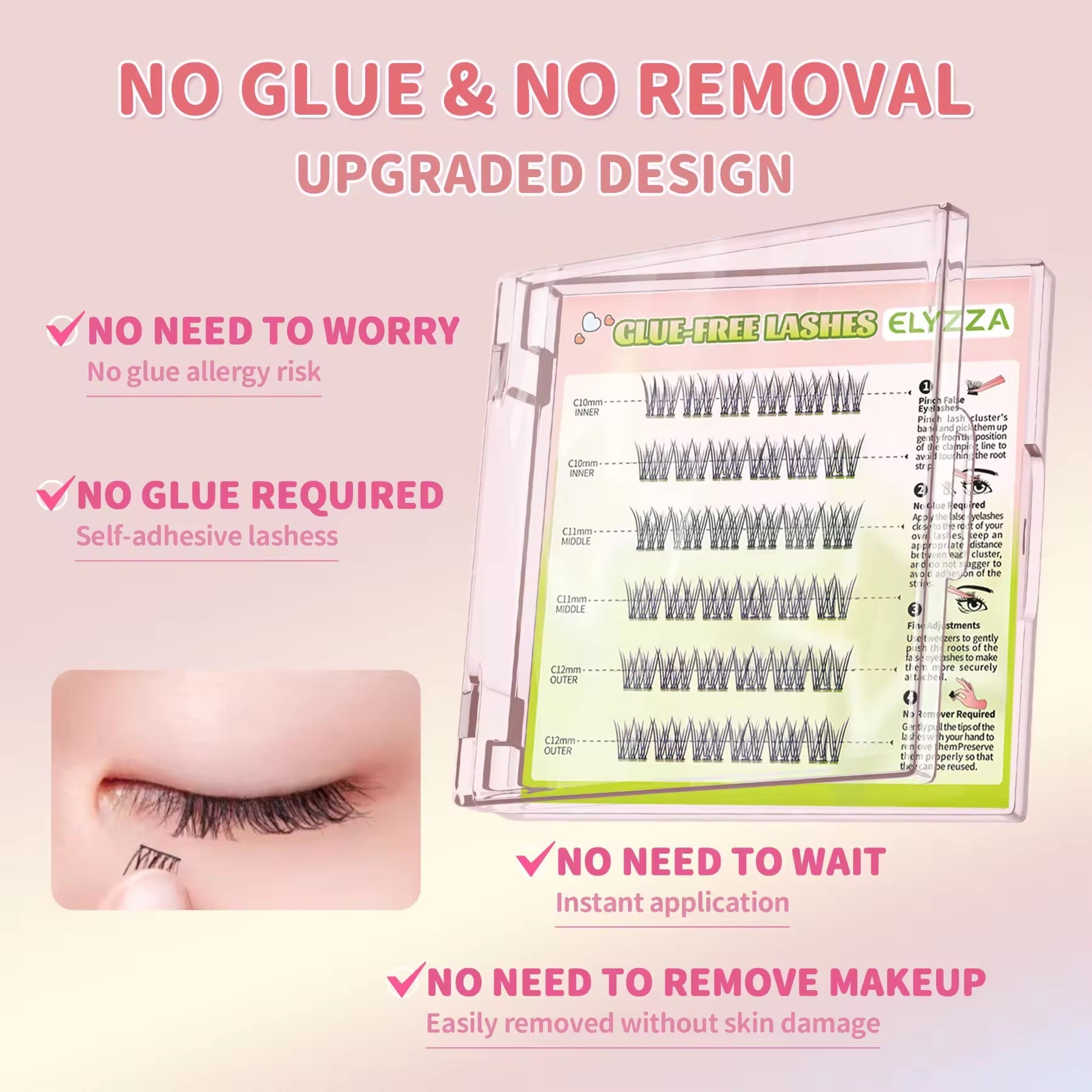 Elyzza Kitten Glue - Free False Eyelashes رموش إليزا كيتن الصناعية الخالية من الغراء - Princess Cosmetics Qatar