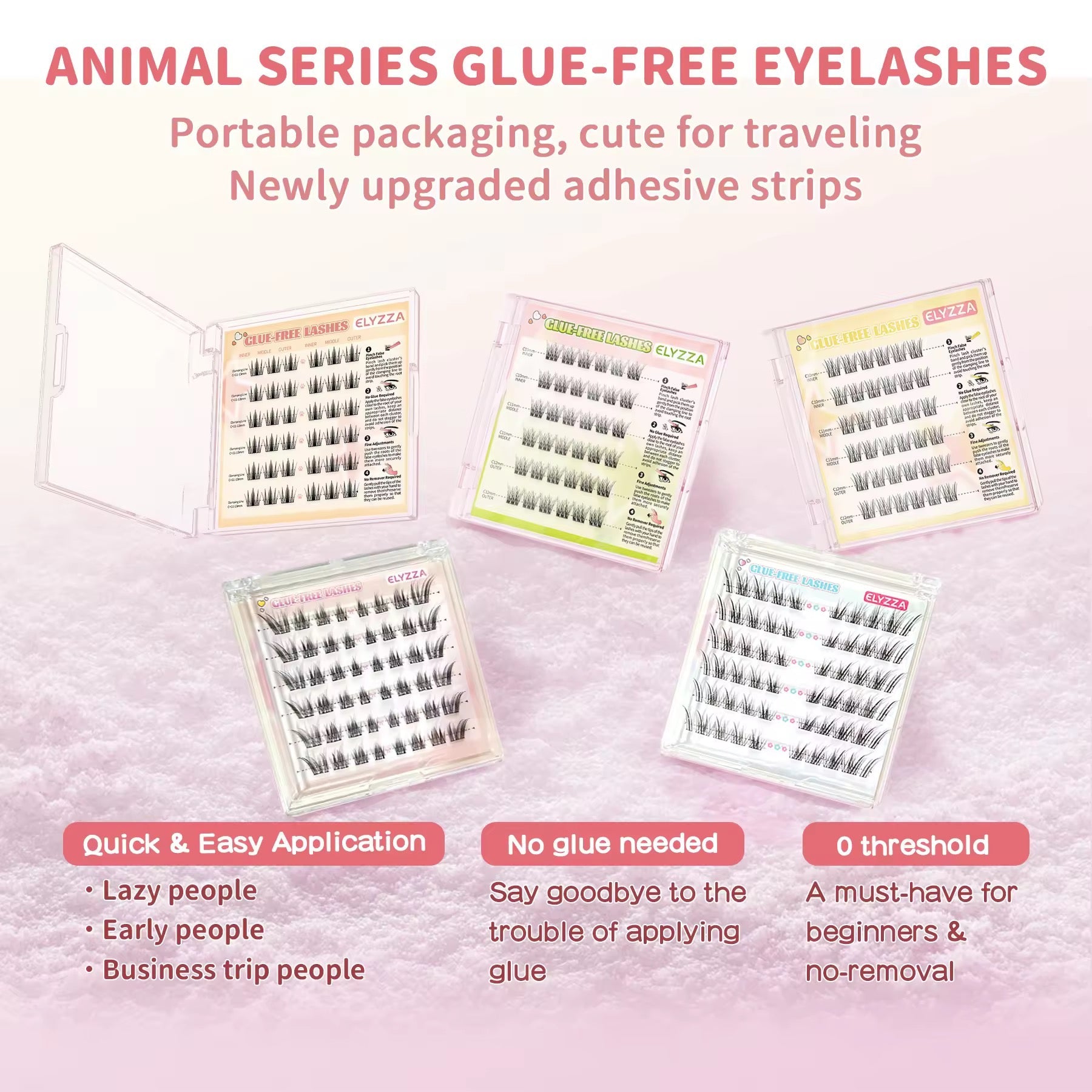 Elyzza Kitten Glue - Free False Eyelashes رموش إليزا كيتن الصناعية الخالية من الغراء - Princess Cosmetics Qatar