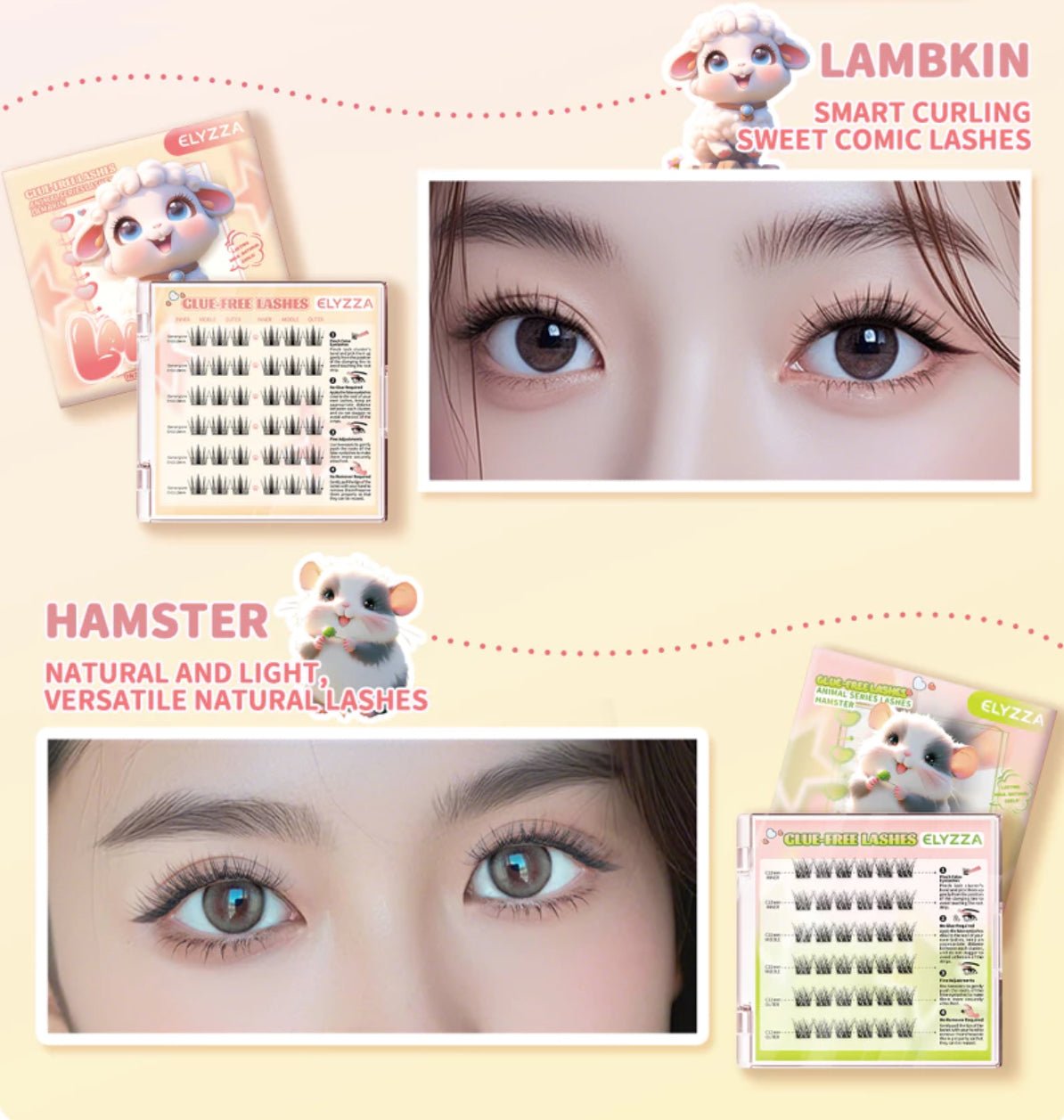 Elyzza Lambkin Glue - Free False Eyelashes رموش صناعية خالية من الغراء من إليزا لامبكين - Princess Cosmetics Qatar