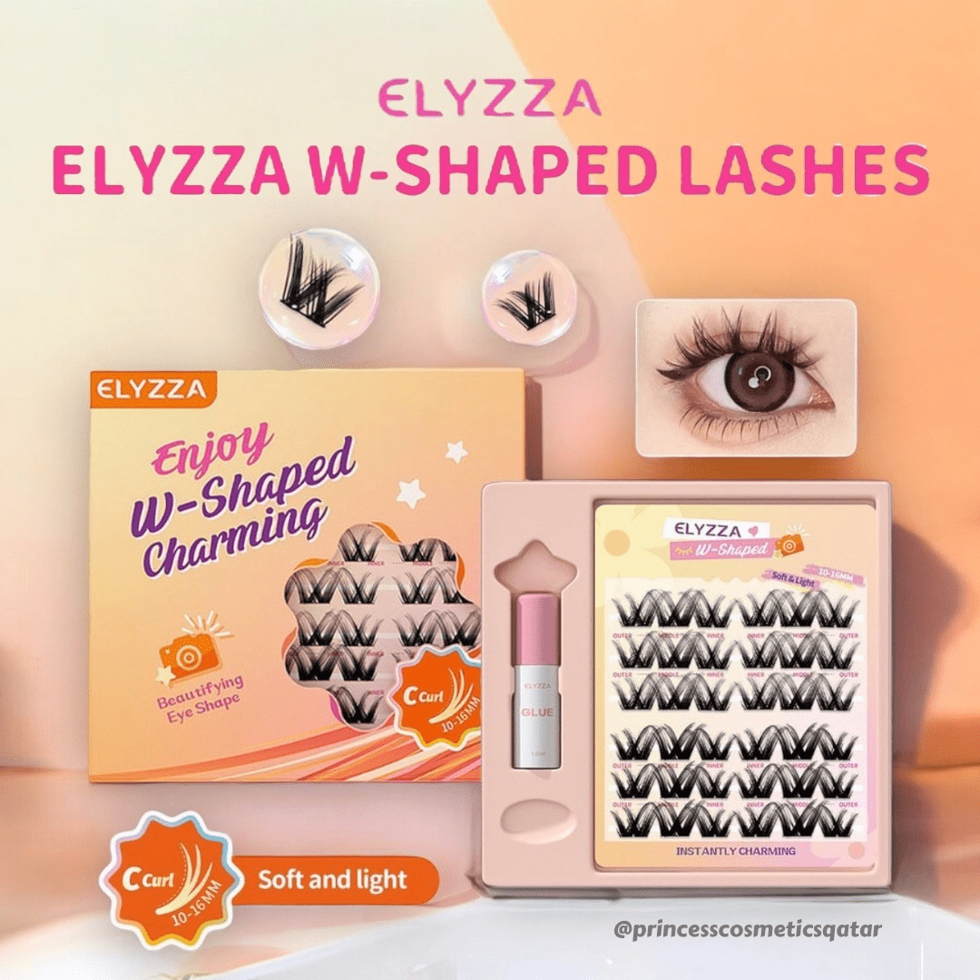 Elyzza W - Shaped False Eyelashes. إليزا على شكل رموش صناعية على شكل حرف W - Princess Cosmetics Qatar