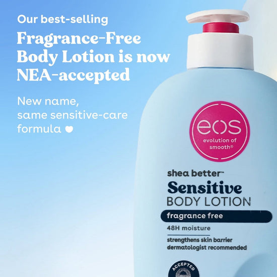 eos Shea Butter 24H Moisture Body Lotion - Fragrance Free 473ml لوشن الجسم بزبدة الشيا من إي أو إس، مرطب لمدة ٢٤ ساعة، خالٍ من العطور - Princess Cosmetics Qatar