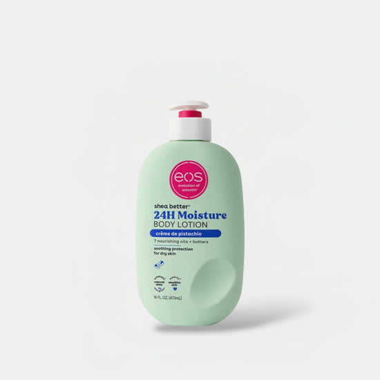 eos Shea Butter 24H Moisture Body Lotion - Pistachio 473ml لوشن الجسم المرطب بزبدة الشيا من إي أو إس لمدة 24 ساعة - فستق - Princess Cosmetics Qatar