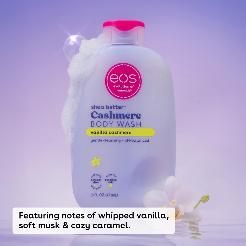 eos Shea Butter Cashmere Body Wash - Vanilla Cashmere 473ml غسول الجسم بزبدة الشيا والكشمير من إي أو إس - فانيليا وكشمير - Princess Cosmetics Qatar