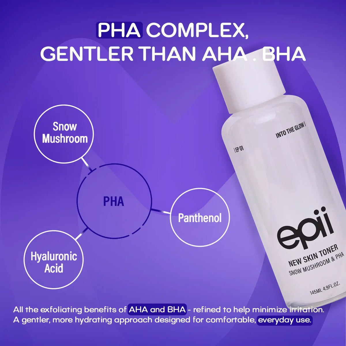 epii New Skin Toner Snow Mushroom & PHA 145ml تونر إيبي الجديد للبشرة بخلاصة فطر الثلج وحمض PHA - Princess Cosmetics Qatar
