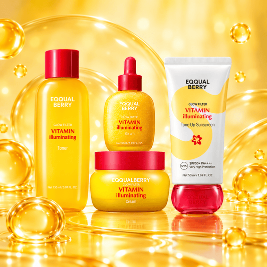 EQQUALBERRY Vitamin Illuminating Bundle (4pcs) مجموعة إيكوال بيري فيتامين للإشراق - Princess Cosmetics Qatar
