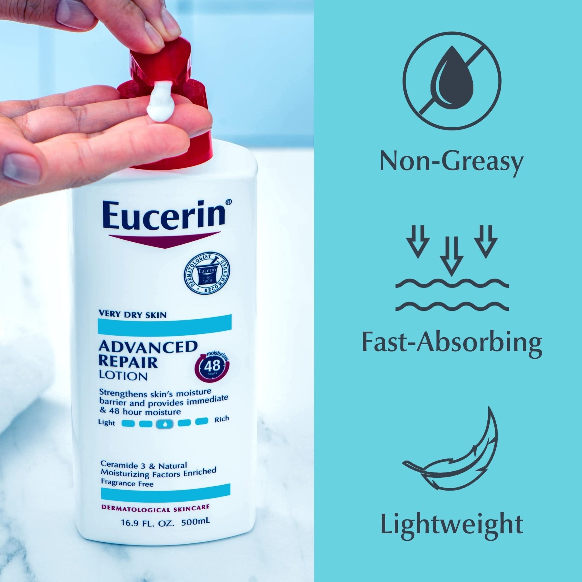 Eucerin Advanced Repair Lotion 500ml. يوسرين لوشن الإصلاح المتقدم - Princess Cosmetics Qatar