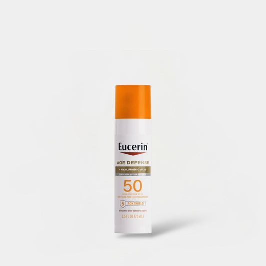Eucerin Age Defense SPF50 Face Sunscreen Lotion with Hyaluronic Acid 75ml واقي الشمس للوجه من يوسيرين بعامل حماية SPF50 مع حمض الهيالورونيك - Princess Cosmetics Qatar