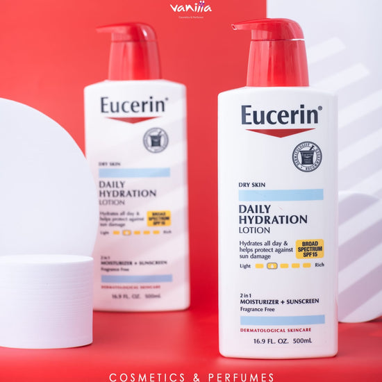 Eucerin Daily Hydration Lotion 500ml - EXPIRY: 11/2025. يوسرين لوشن الترطيب اليومي - Princess Cosmetics Qatar