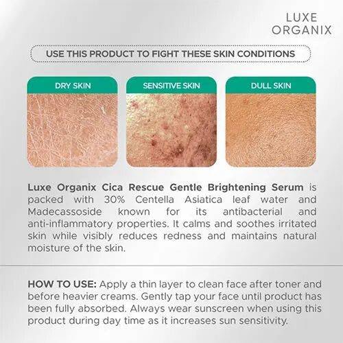 (EXPIRY: 04/2027) Luxe Organix Cica Rescue Gentle Brightening Serum 30ml لوكس أورجانيكس سيكا ريسكيو سيروم لطيف لتفتيح البشرة - Princess Cosmetics Qatar
