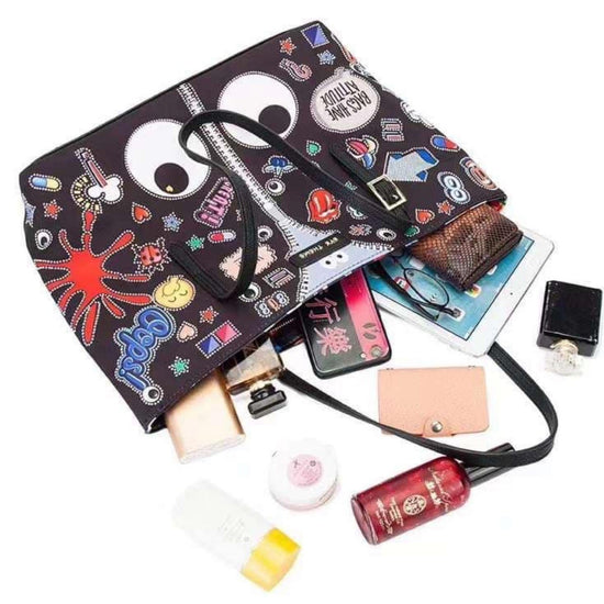 Eye - Themed 3n1 Bag - Black. حقيبة 3n1 بطابع العين - أسود - Princess Cosmetics Qatar